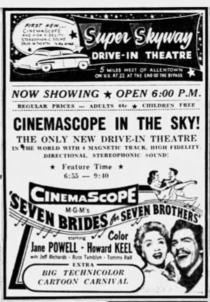 1954 Super Skyway Drive In Ad 8 Oct Mc Allentown Pa